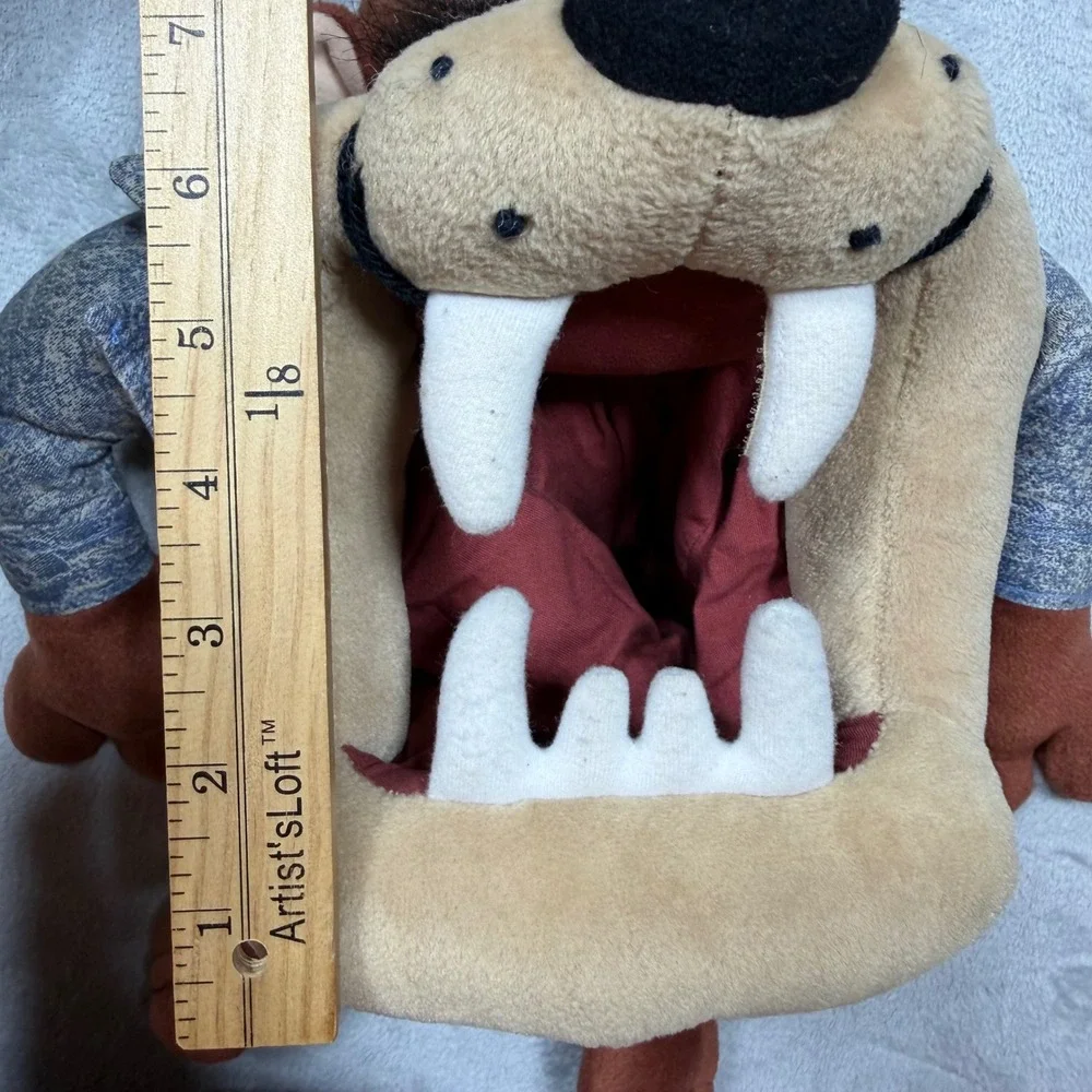 Vintage 90s Brown Blue Polyester Looney Tunes Taz Plush Backpack‎ OS